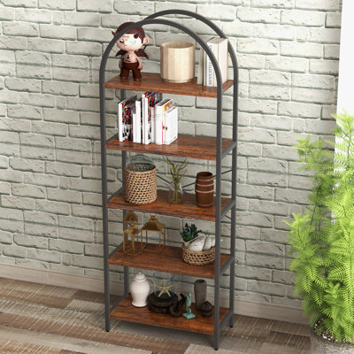5 Tier Storage Shelf Arched Bookcase by Ebern Designs