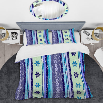 Ensemble de housse de couette en microfibre bleu / mauve 3 pièces