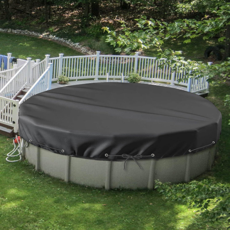 Housse de patio ronde pour piscine, housse de spa résistante aux rayons UV, H 10 po x l 185 po x P 185 po