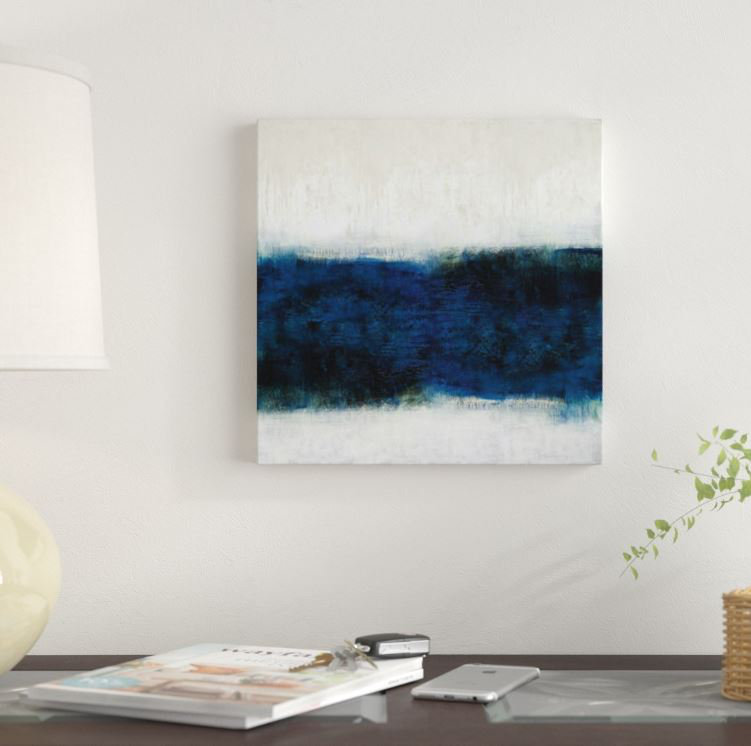 « linear minuit », impression sur toile, H 12 po x l 12 po x P 0,75 po, Pas de tapis, Toile tendue