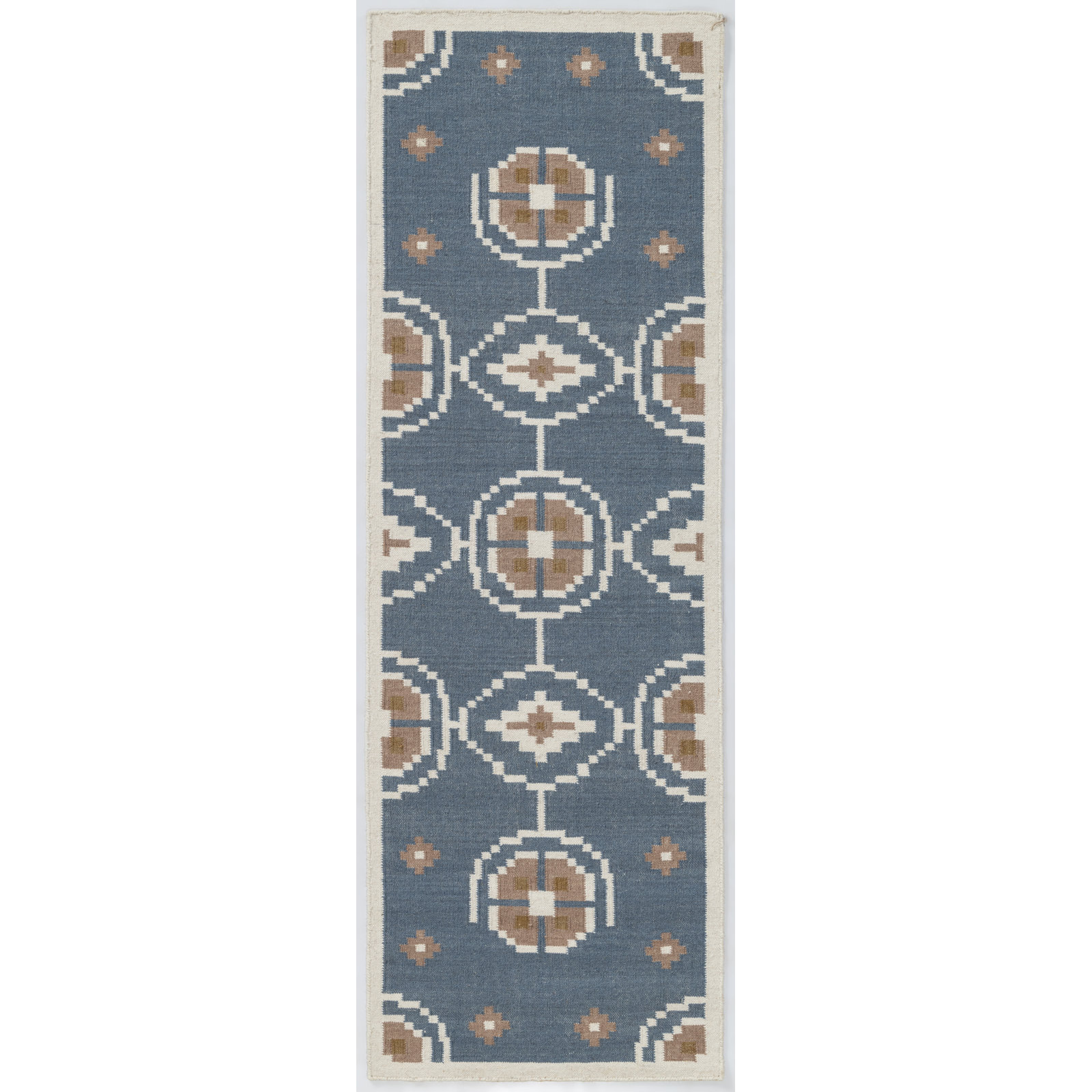Heidi Flatweave Wool Geometric Scandinavian Rug, Blue, 2'6x8'