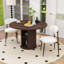 Ensemble de table de salle à manger 3 pièces Farmhouse avec tablette de rangement et 2 chaises rembourrées pour petits espaces-2074959549-2074959548