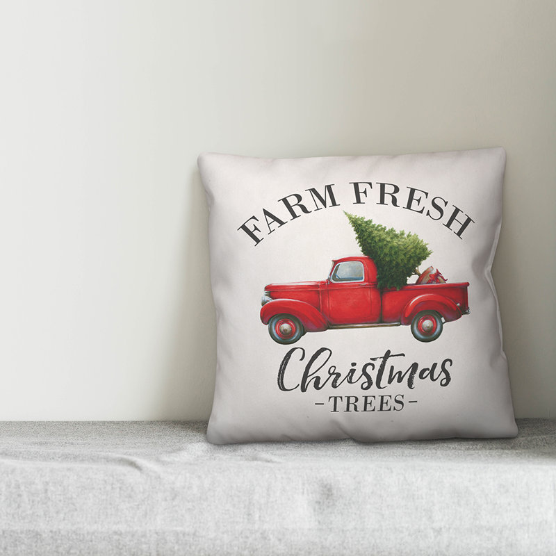 Farm Fresh Christmas Trees Reversible Throw Pillow