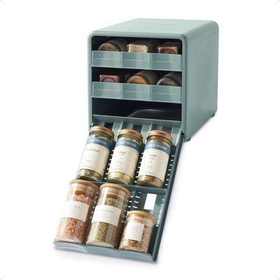 YouCopia SpiceStack® Adjustable Spice Organizer, Limited Edition 18 Bottle Pull-Down Spice Rack with 104 Included Labels, Green Dream