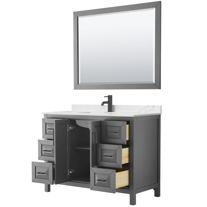 Daria 48'' W Vanity, Gray, Matte Black, Giotto Quartz