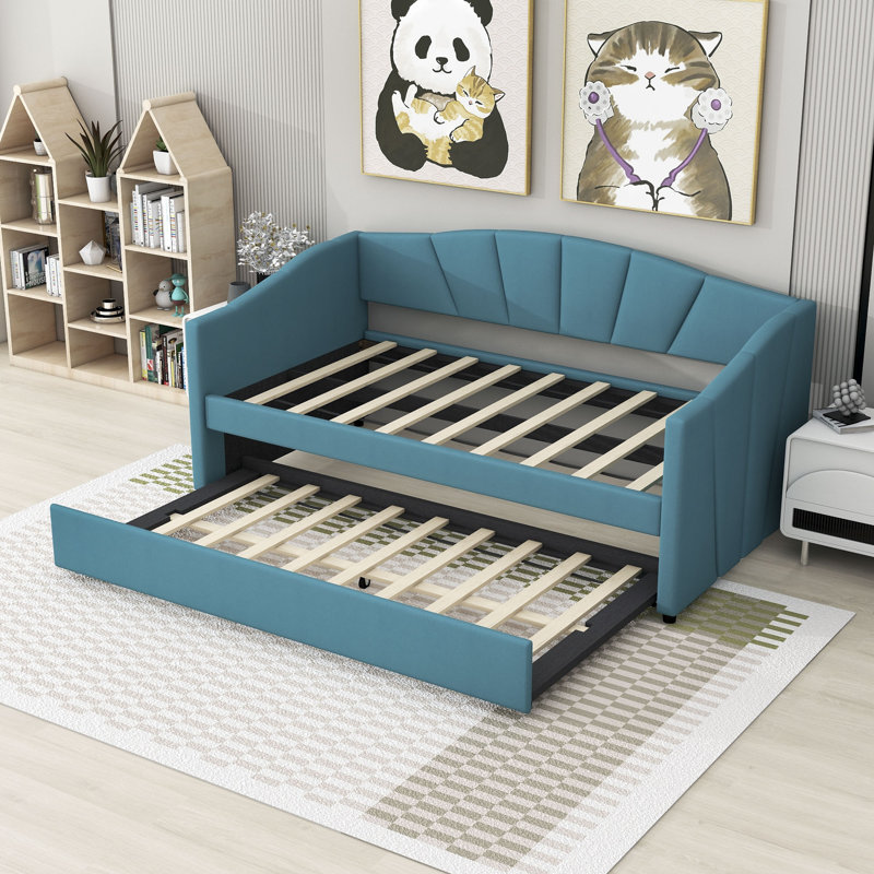Lit de jour simple avec couchette Palmnue, Bleu