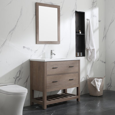 Preshur 32'' Single Bathroom Vanity with Ceramic Top with Mirror