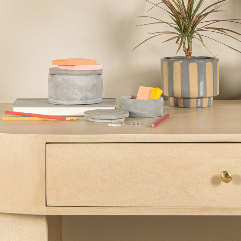 Hazleton Round Decorative Cement Storage with Lids