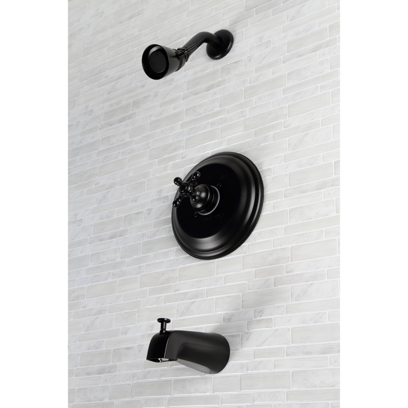 Kingston Brass Metropolitan Single-Handle Pressure Balanced Tub and Shower Faucet, Matte Black