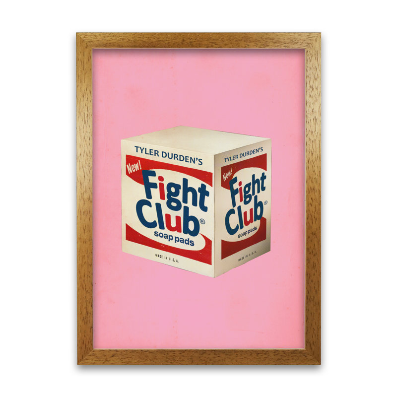 Fight Club by David Redon - Print, 29.7 cm H x 21 cm W x 5 cm D, Honey Oak