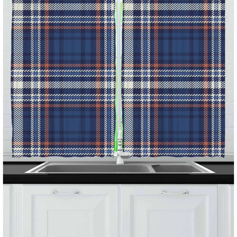Plaid Pointed Kitchen Curtain