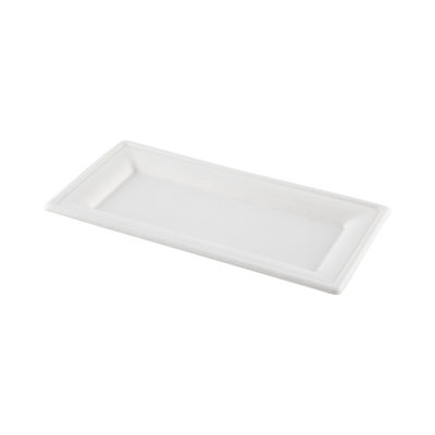 Restaurantware-Pulp Tek Rectangular Bagasse Plates, 100 Grease Impervious Salad Plates - Lids Sold Separately, Microwavable, White Bagasse Plates, Reinforced Rim, Sturdy, For Salads Or More