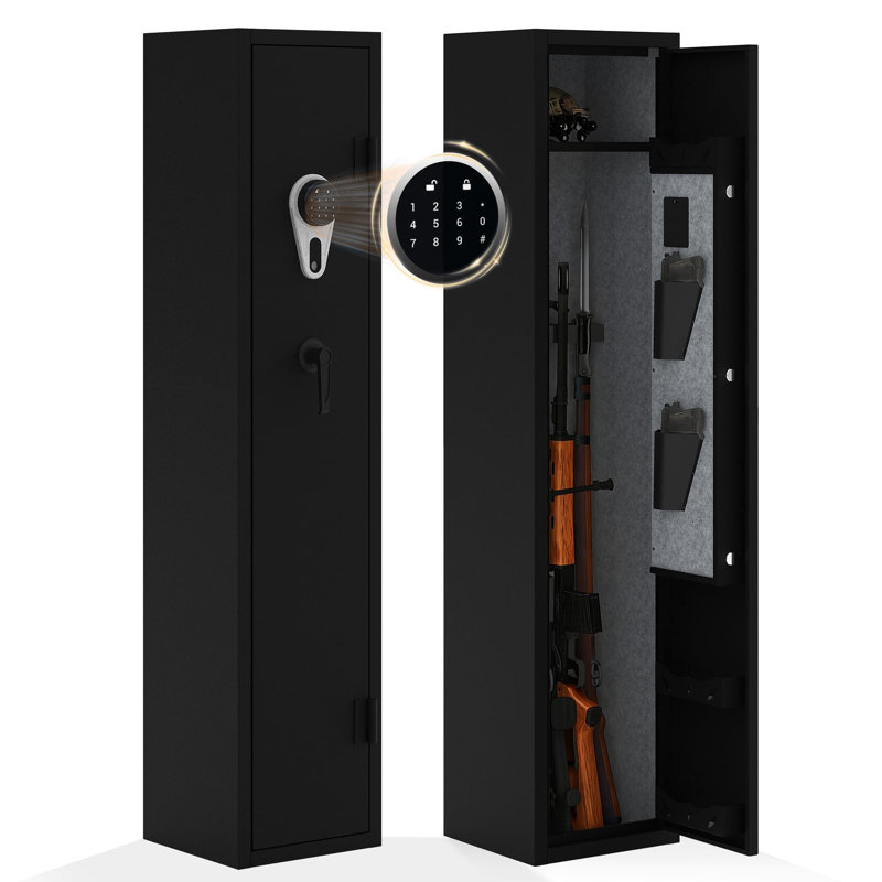 Biometric Gun Safe Cabinet with Digital Keypad, Tall Locking Storage Safe with Removable Shelves and Alarm System for Home Office