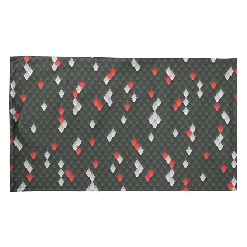 Tea Towel Kitchen Towel, Black/Red, Cotton Twill