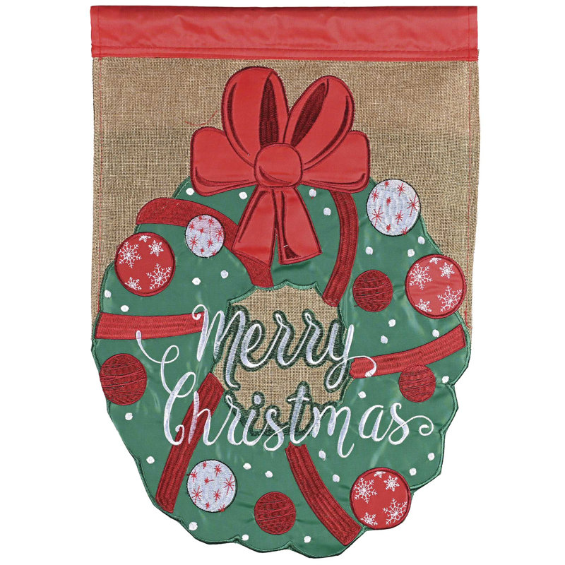 Couronne de drapeau Merry Christmas, H 18 po x l 13 po