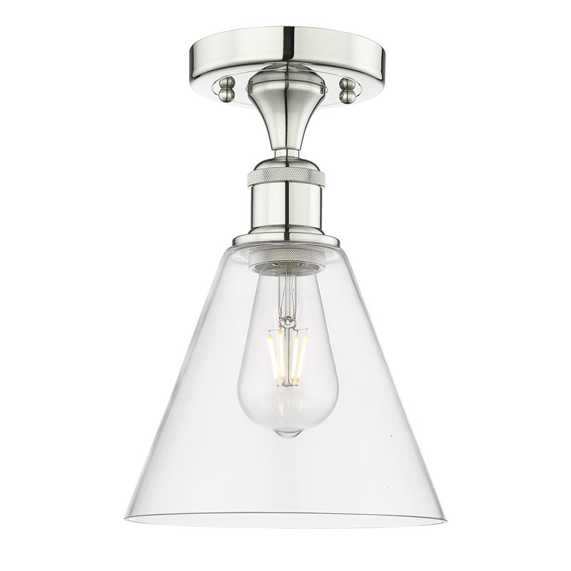 Plafonnier semi-encastré en verre Stabler, Transparent, Nickel poli
