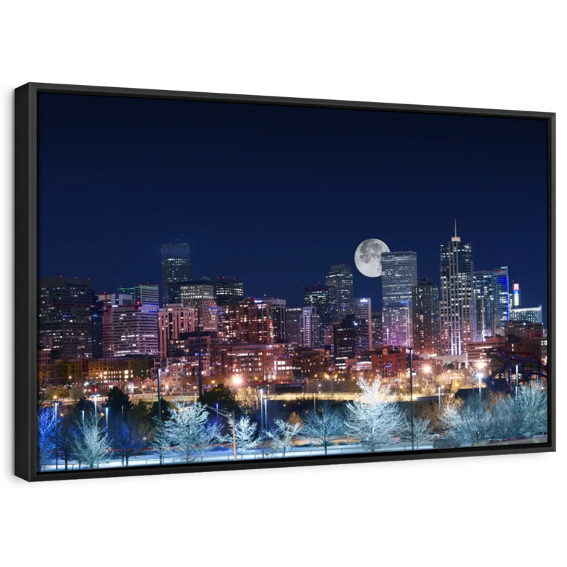 Impression sur toile Denver Full Moon Night, H 9 po x l 13 po