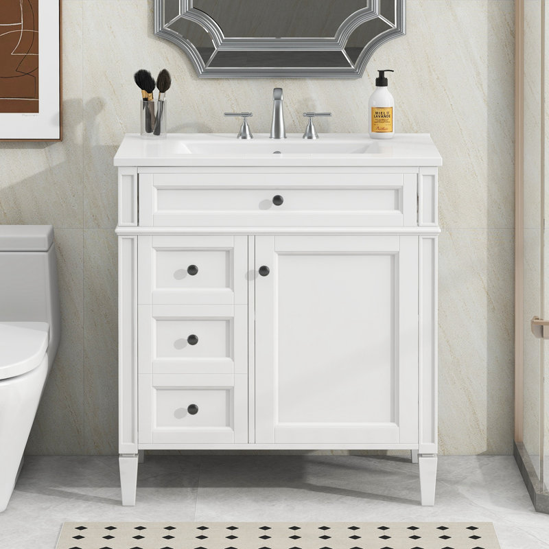 Meuble-lavabo de 30 po avec lavabo supérieur, Bleu