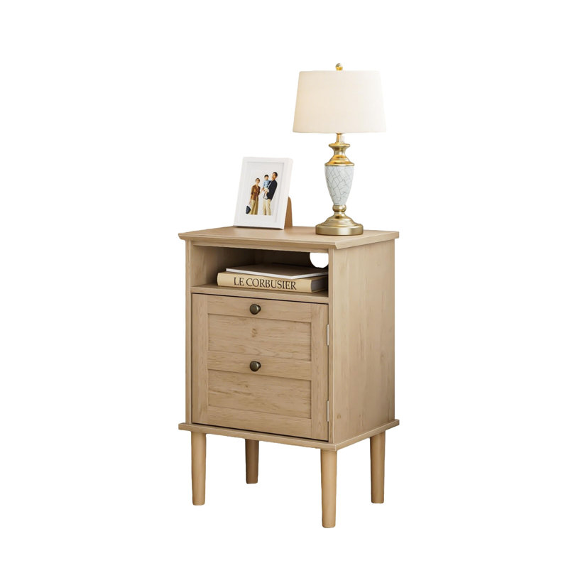 39cm W Manufactured Wood Bedside Table, Beige