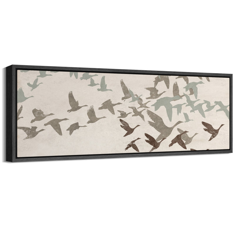 Wild Freedom Assorted Birds In Flight, reproduction d'art sur toile, H 20 po x l 60 po, Noir, noir, noir, noir