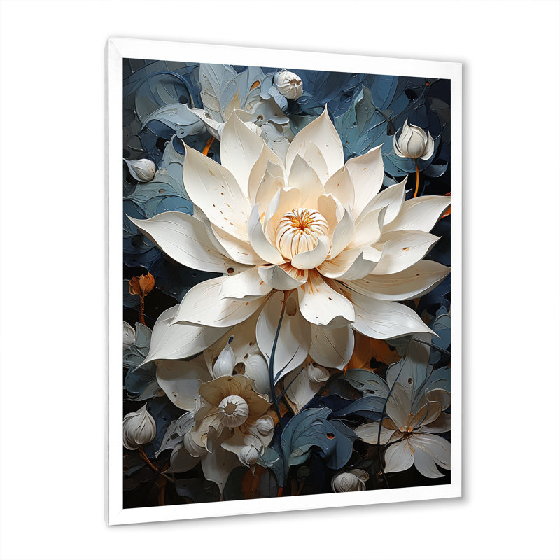 «Serenity Blossum Lotus I» sur toile, H 20 po x l 12 po x P 1 po, Cadre simple blanc