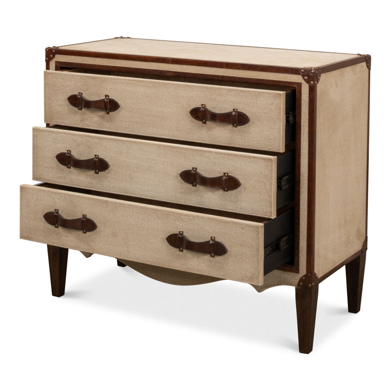 French Art Deco 3 - Drawer Solid Wood Nightstand