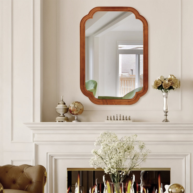Miroir de coin arrondi 20 po x 30 po, Brun jaune, 30 po x 20 po