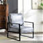 Chaise moderne en microfibre tachetée de style Mid-Century avec carré ouvert et structure, idéale pour la décoration de bureau à domicile Fauteuil gris en microfibre à coussin épais, structure en métal-430009406