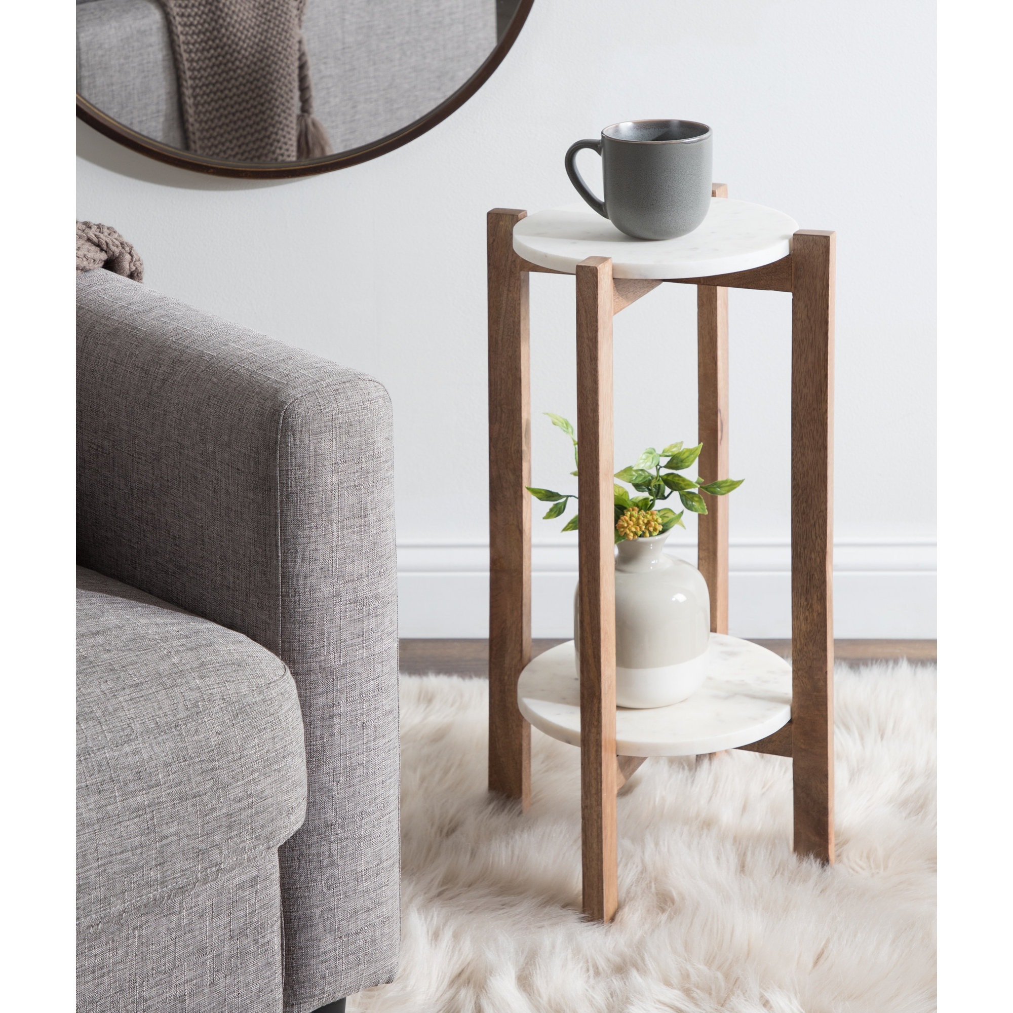 Oakdale Multi-Tiered Plant Stand, Natural/White, 25" H x 12" W x 12" D