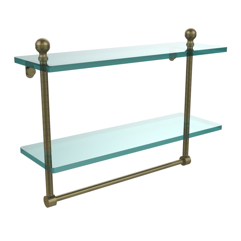 Morosini 2 Piece Tiered Shelf with Towel Bar, Antique Brass, 12"H x 16"W x 5"D