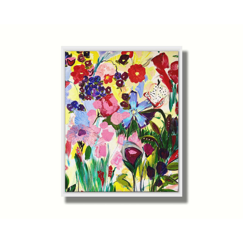 Garden Floral III par Joan Davis. Toile giclée sur toile tendue avec cadre flottant, H 33 po x l 41 po