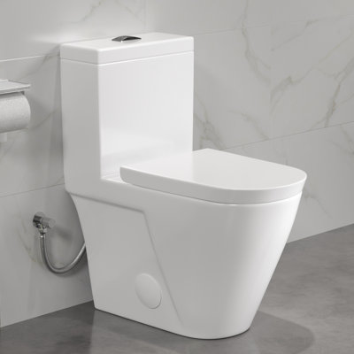 Turner 1.1/1.6 GPF Elongated Chair Height Floor Mounted Modern One-Piece Toilet (Seat Included)