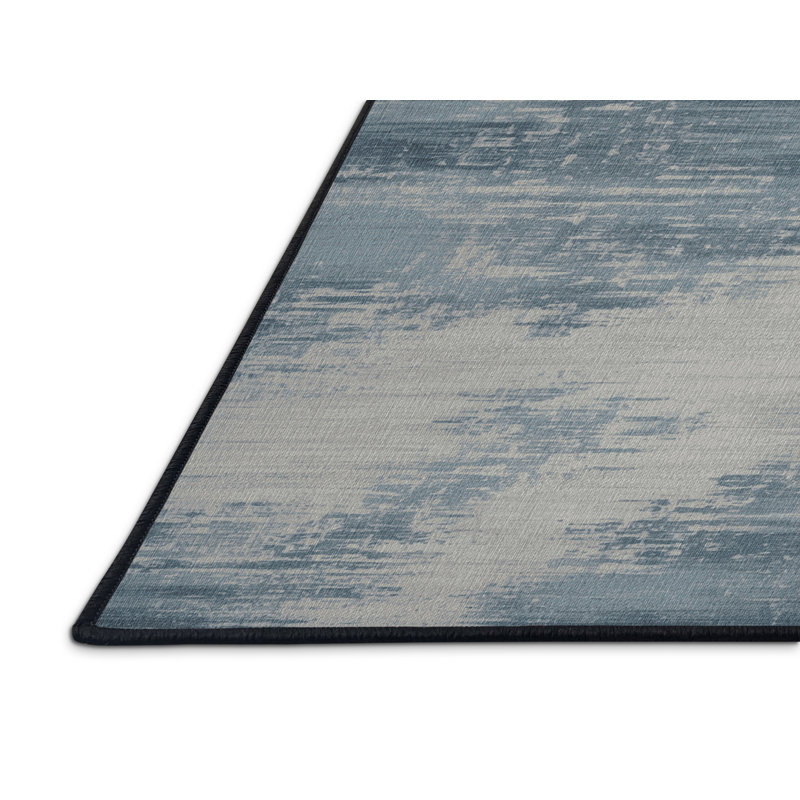 Tapis abstrait gris lavable à la machine, Rectangle 7 pi x 9 pi