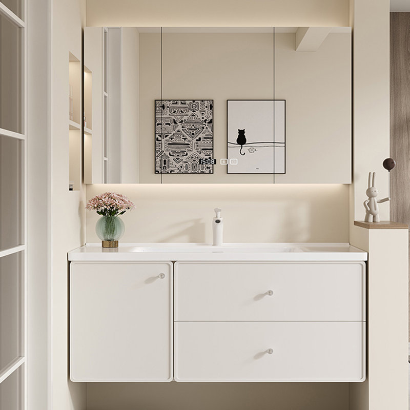 Armoire de salle de bain style français, H 19,7 po x l 55,1 po x P 19,7 po, Blanc