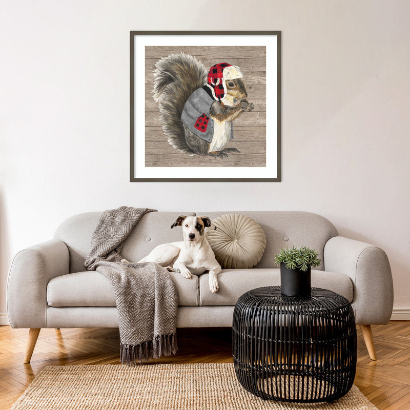 «Warm in the Wilderness Squirrel» par Tara Reed, impression sur bois encadrée, H 33 po x l 33 po