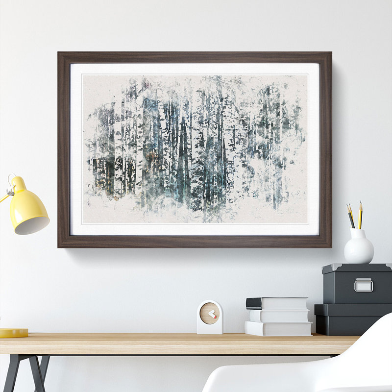 A Birch Tree Forest - Framed Print, Walnut Framed, 45cm H x 63cm W x 2cm D