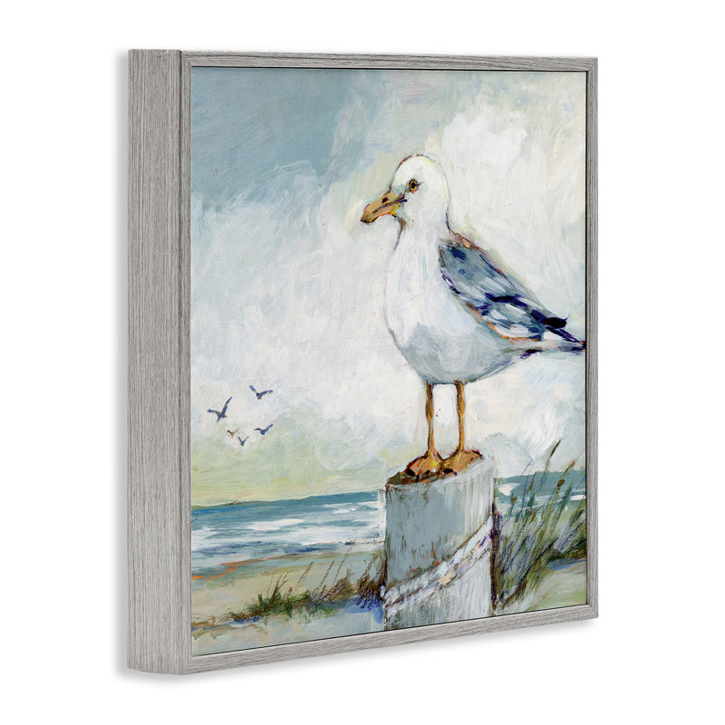Mouette, scène de plage marine, estampe numérique encadrée, design par Susan Winget, H 12 po x l 12 po