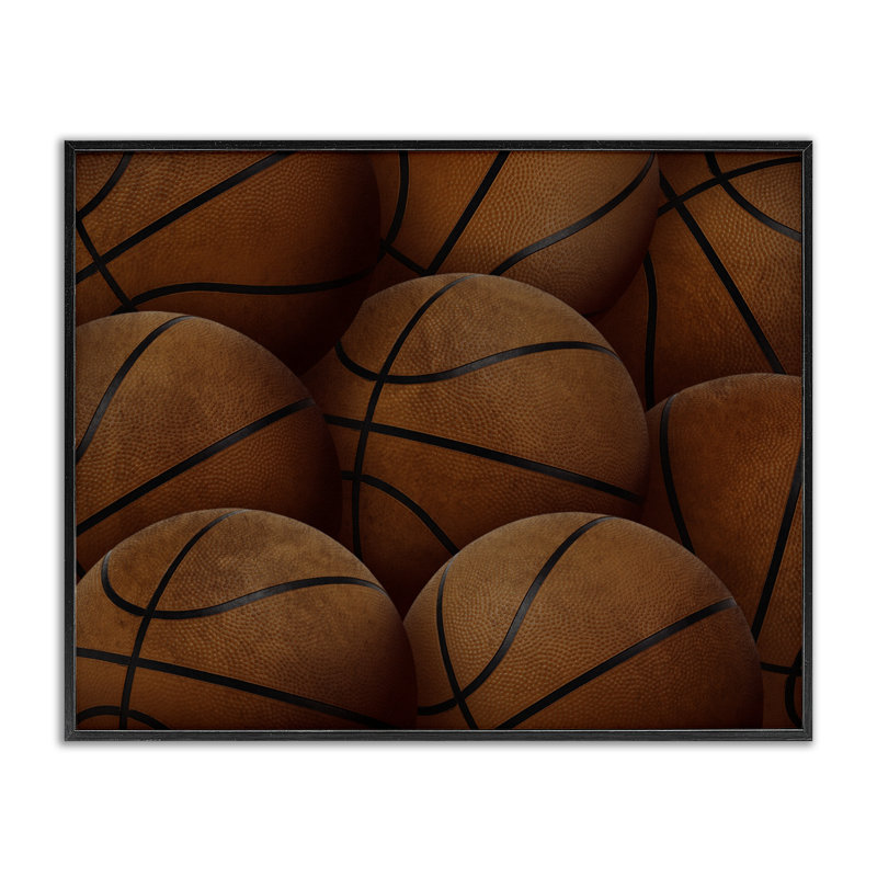 Bac de basketball encadré, estampe numérique, conception par Marcus Prime, H 11 po x l 14 po, Giclée encadrée noir minuit