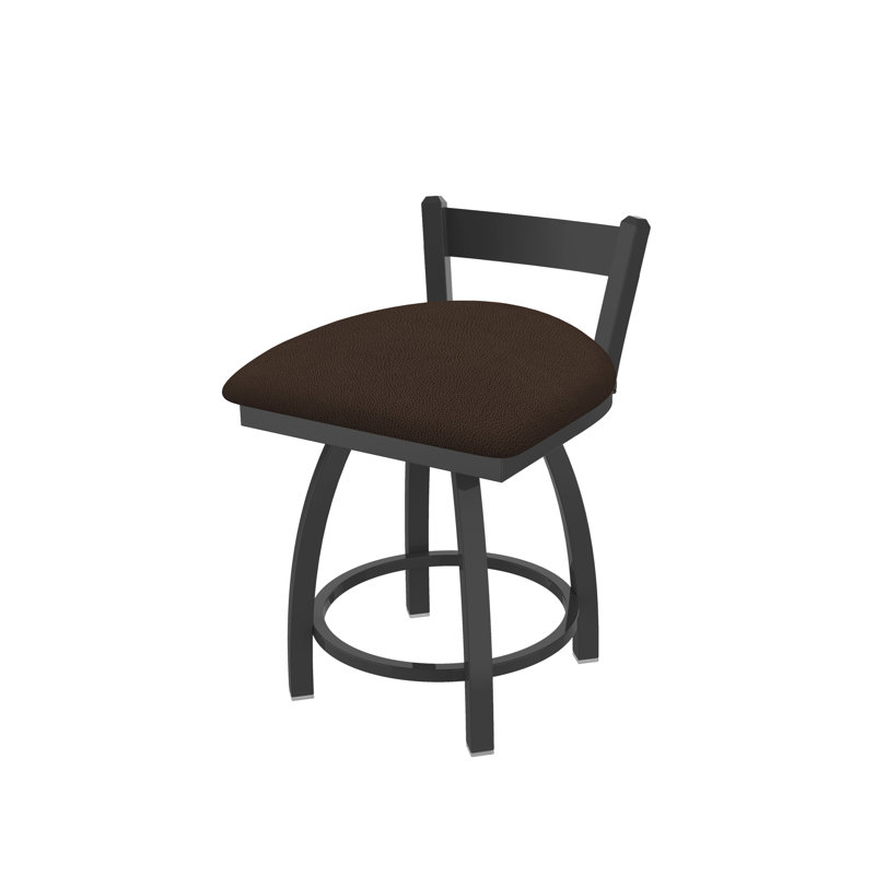 Tabouret de coiffeuse à dossier bas 18 po Catalina, Étain, Vinyle et café
