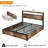 Queen Size Bed Frame with 4 Drawers, Bed Frame with Storage Headboard, LED Lights and Charging Station-653978597-648882358
