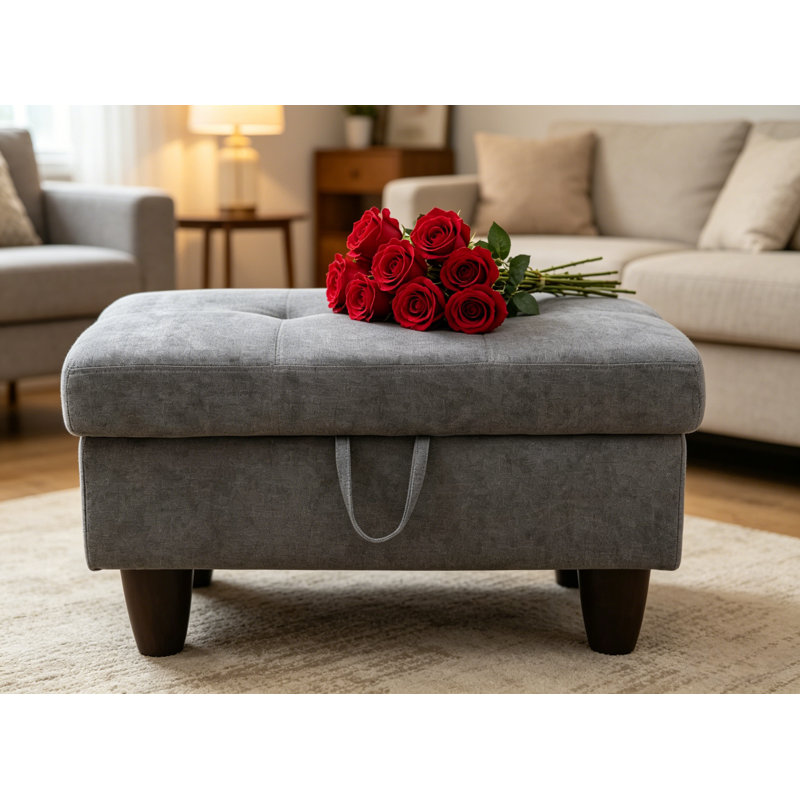 Repose-pieds rembourré en flanelle avec repose-pieds Athiste, Velours gris foncé