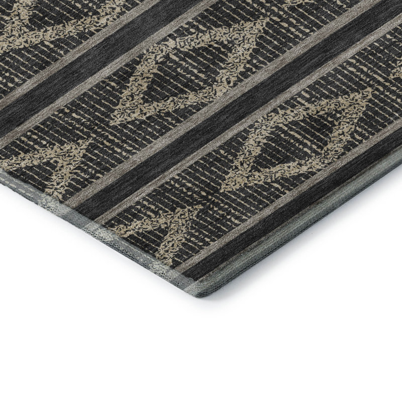 Tapis géométrique Premium lavable à la machine Birchview AMF1029, Rectangulaire 8 pi x 10 pi