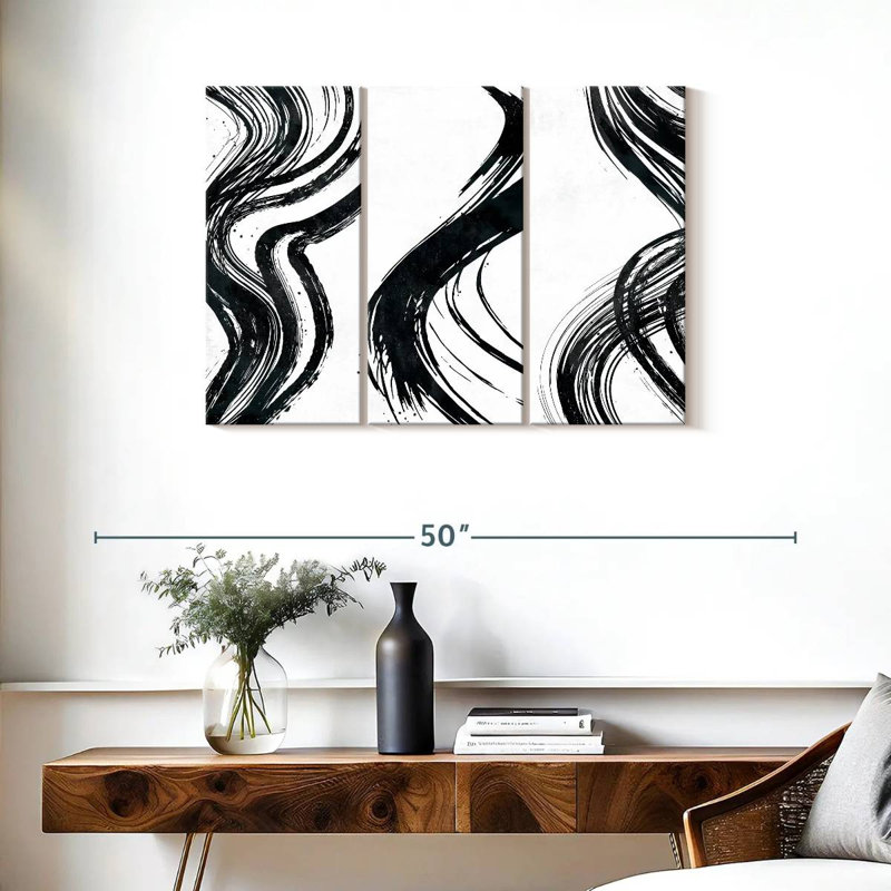 Impression sur toile Wispy Black Brush Strokes, H 38 po x l 24 po x P 1,25 po