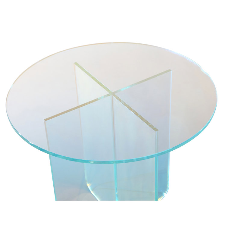 Grande table de bout en verre irisé Vinci, H 20 po x l 22 po x P 22 po