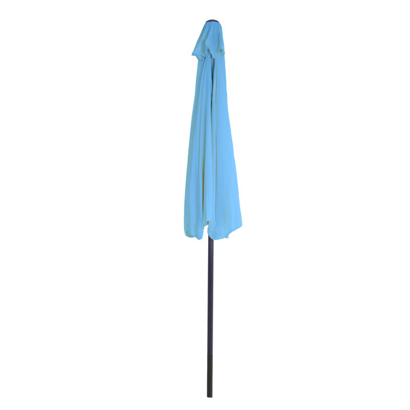 Brilliant Blue Half Round Aluminum Patio Umbrella with Easy Crank
