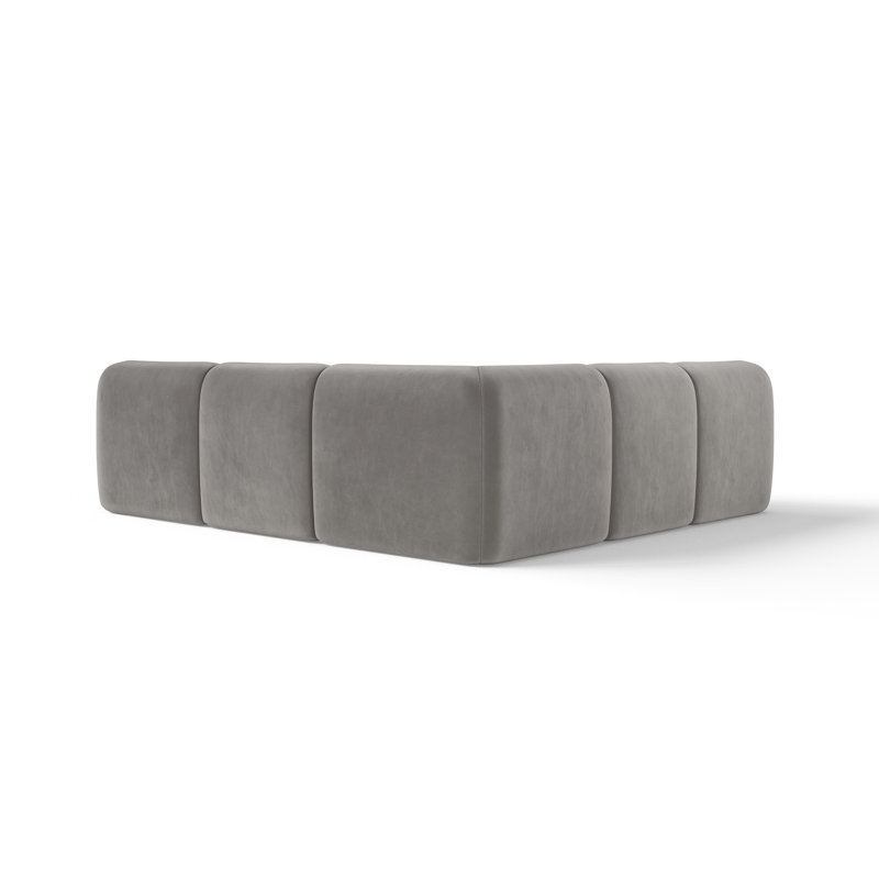 5 Seater Velvet Sofa & Chaise, Grey Velvet