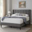 Linen Bed with Tufted Headboard-434920676-405671602