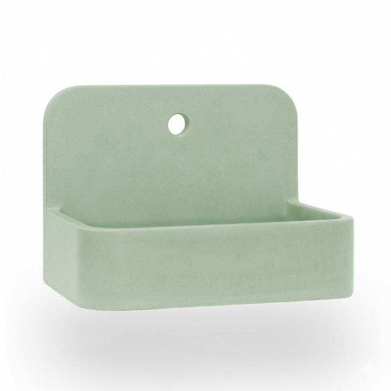 Newterra Handmade Concrete Wall/Vessel 22" Bathroom Sink, Matcha, Single