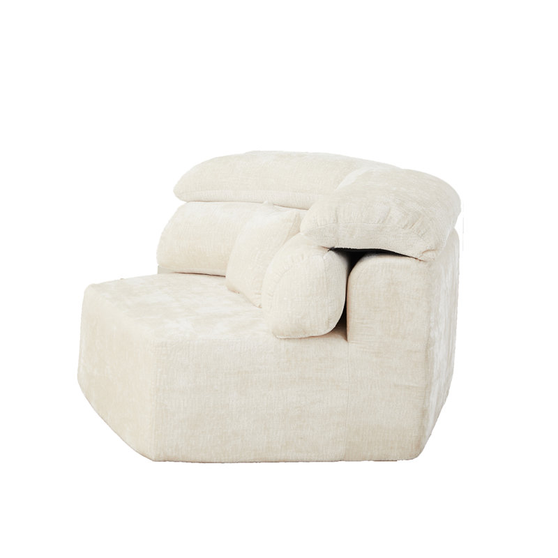 Fauteuil d'appoint surdimensionné avec coussins Bahl, Chenille beige