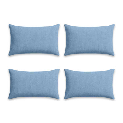 Throw Pillows Set of 4, 12 x 20 Inch Rectangle Outdoor & Indoor Cushions with Insert, Water & UV Resistant Pillow Rite Fabric